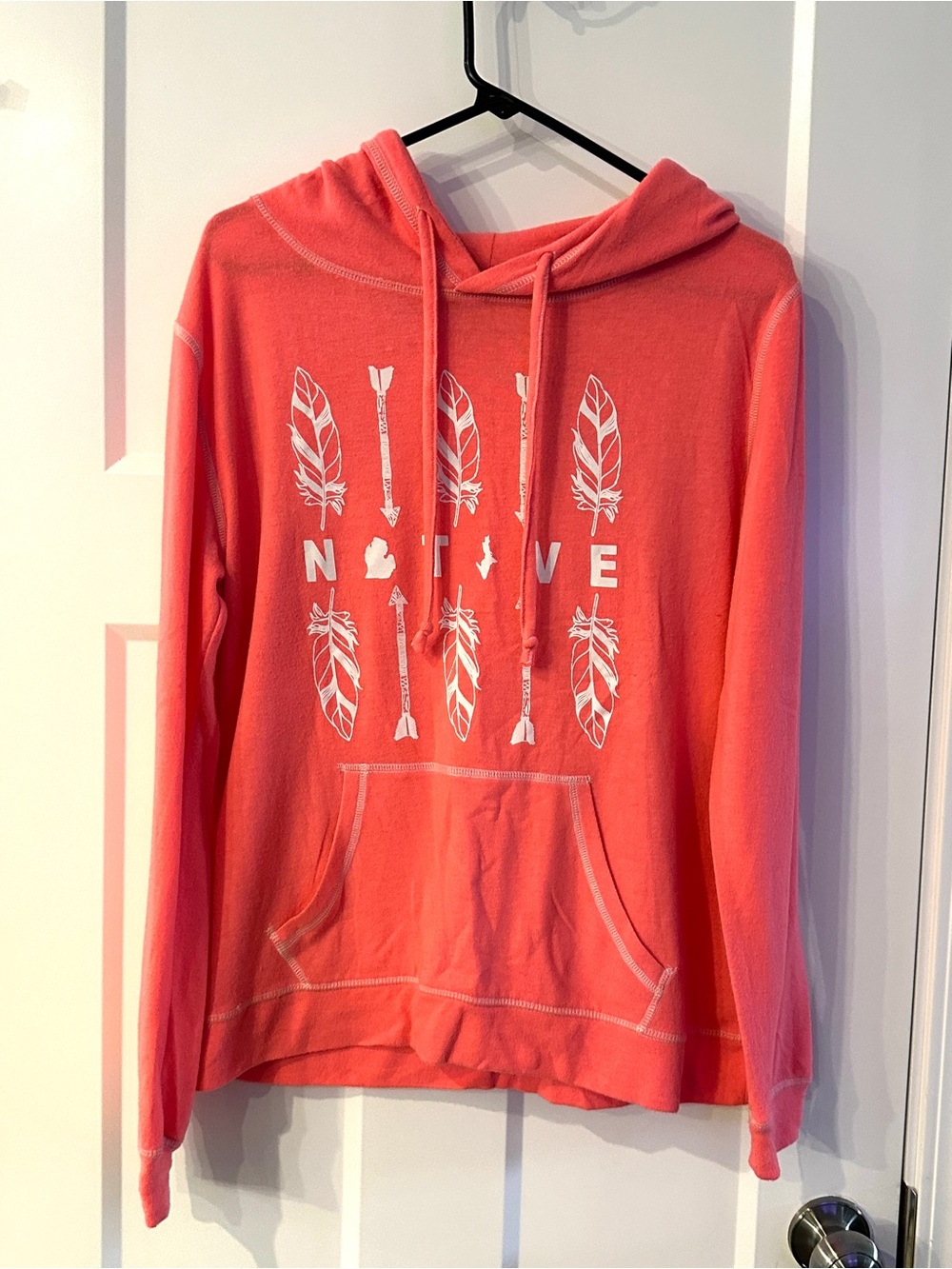 Michigan Native Pink Hooded sweatshirt Hoodie size XL Great Lakes Unsalted Appar